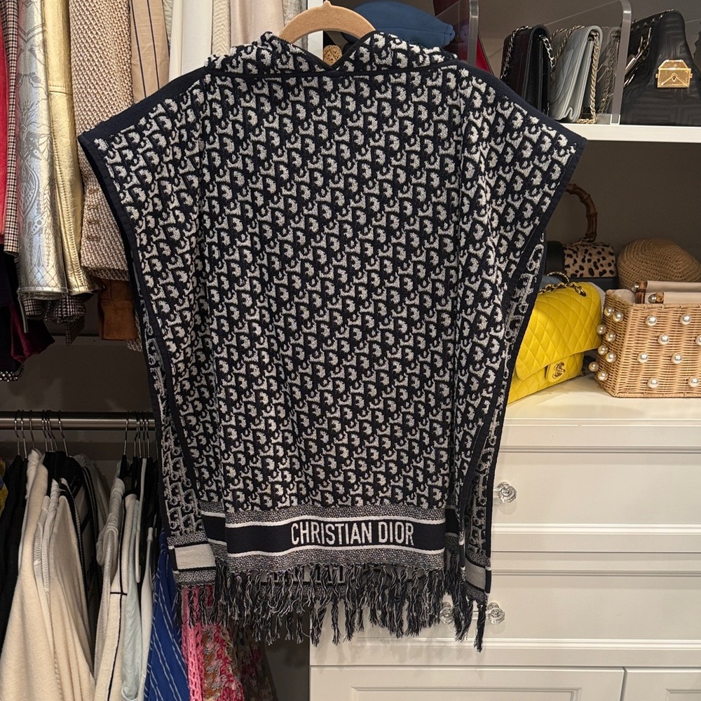 Dior Monogram Navy and Cream Poncho never worn!